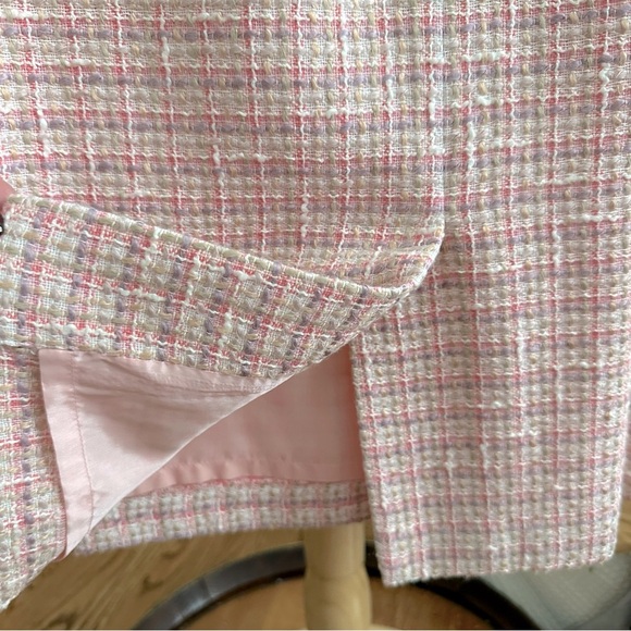ANNE KLEIN Vintage 90s Pink Tweed Sleeveless Dress Made in Hong Kong Timeless 12 - Picture 14 of 15